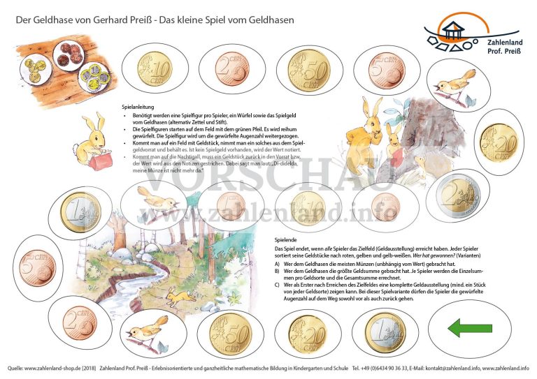Spielplan und Handreichung zum Geldhasen