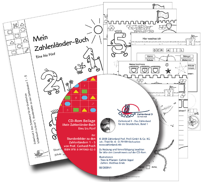 Stundenbilder zu den Zahlenländern 1 bis 5