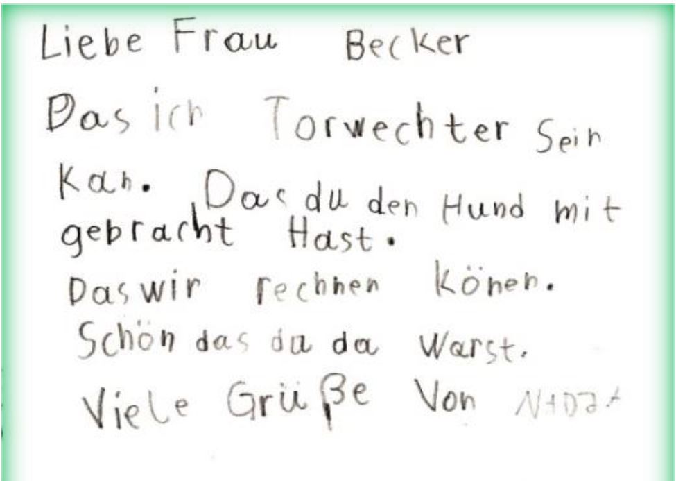 Brief Zahlenland Grundschule