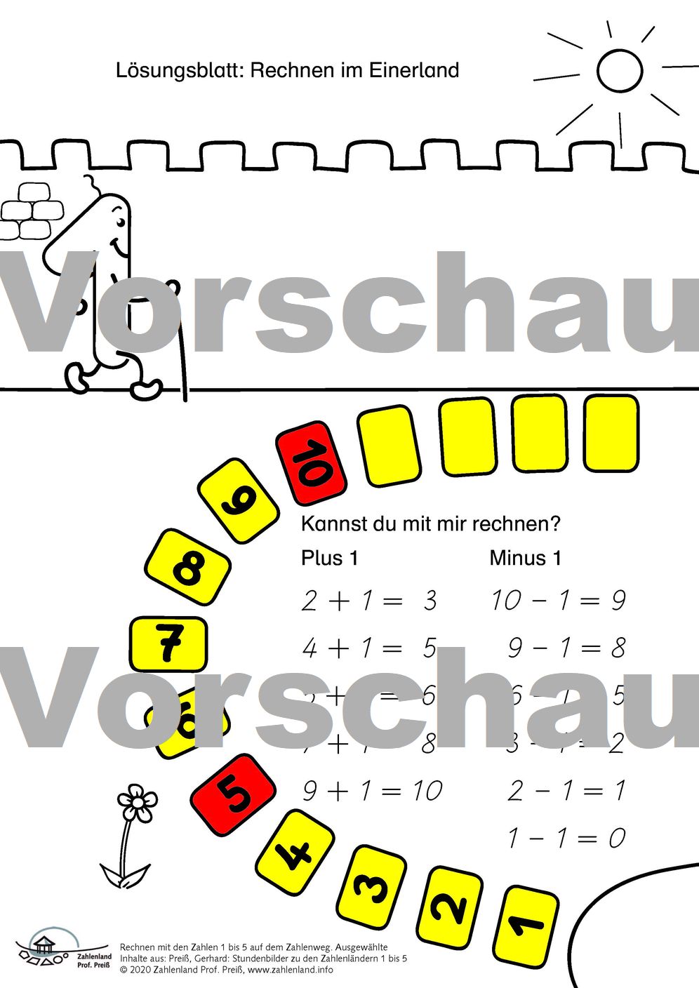 Schülerblätter Rechnen auf dem Zahlenweg
