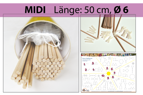 MIDI Stabfiguren-Set (50 cm lang, Ø 6 mm) zur Zauberhaften Geometrie