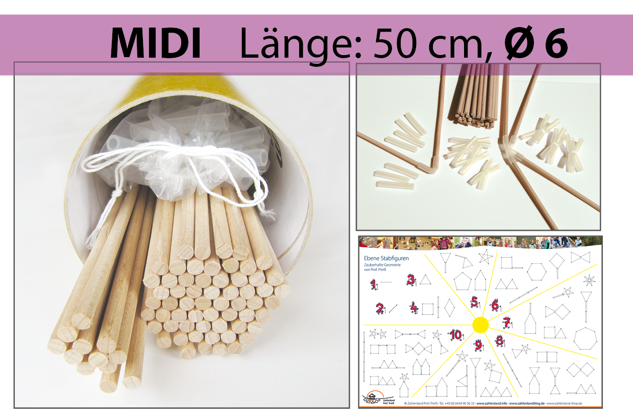 MIDI Stabfiguren-Set (50 cm lang, Ø 6 mm) zur Zauberhaften Geometrie
