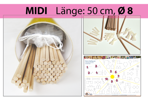 MIDI Stabfiguren-Set (50 cm lang, Ø 8 mm) zur Zauberhaften Geometrie