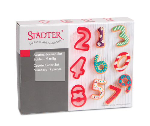 Ausstechformen-Set Zahlen 9-teilig, 3,5 - 4 cm (Kunststoff)